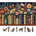 MINIWAN Vintage Books & Flowers 500-Piece Jigsaw Puzzle – Floral Library Scene, 23x15 Inches