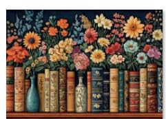 MINIWAN Vintage Books & Flowers 500-Piece Jigsaw Puzzle – Floral Library Scene, 23x15 Inches