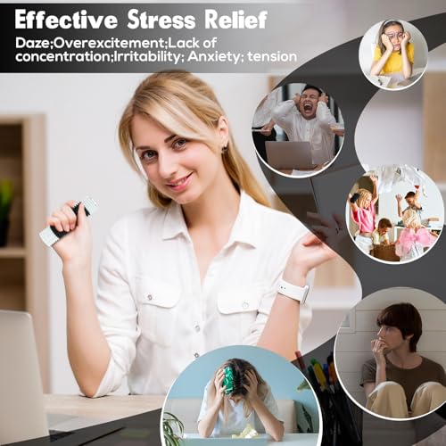 Minleway Spiky 3-Part Rotating Fidget Toy for Stress Relief – White Black