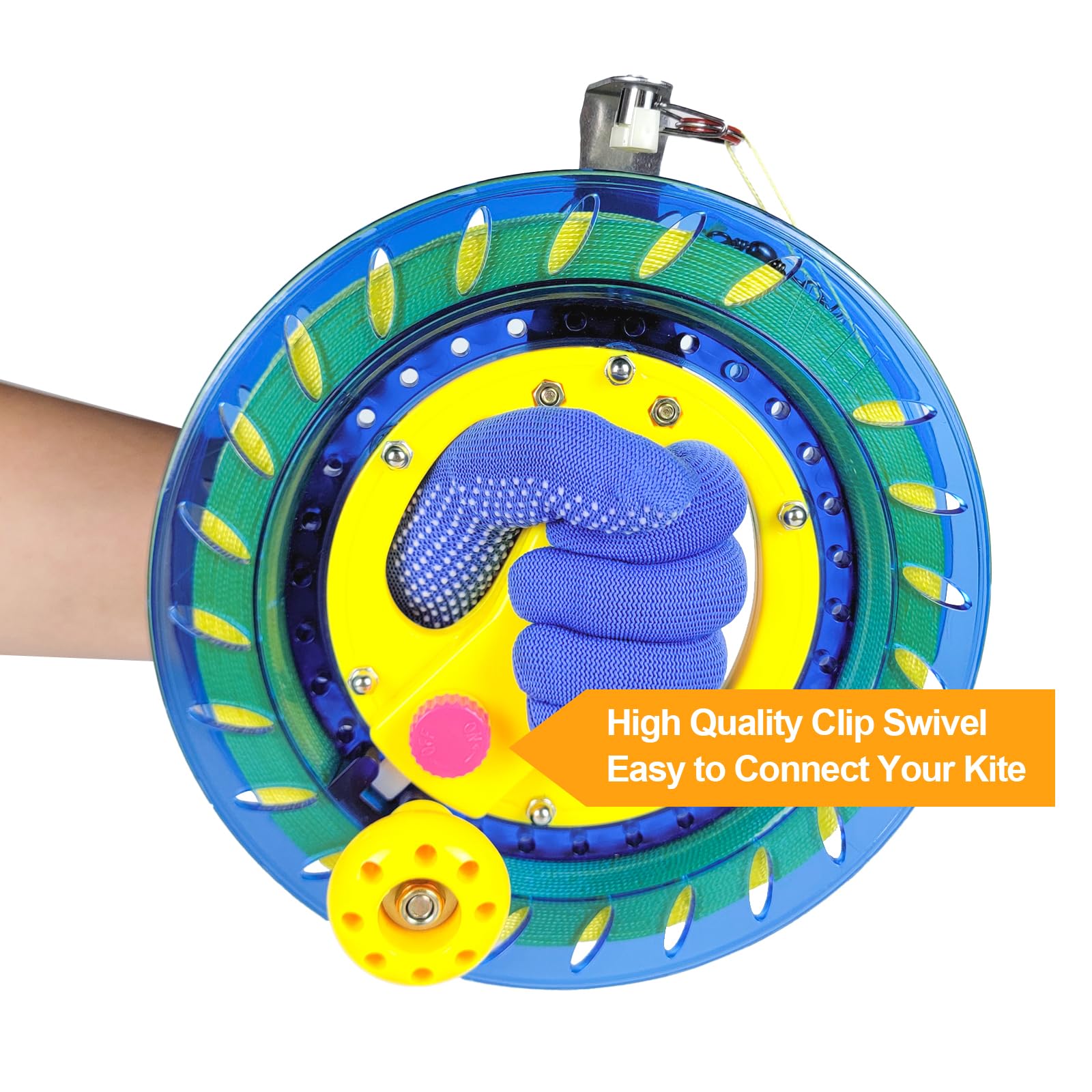 Mint's Colorful Life 8-Inch Kite Reel Winder with 1000ft Nylon Line - Blue