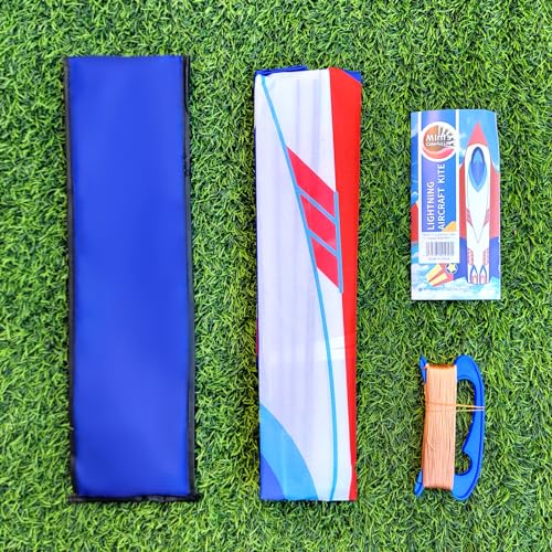 Mint's Colorful Life Airplane Kite 59" - Easy to Fly with 300ft String - Red Yellow Blue for Kids and Beginners