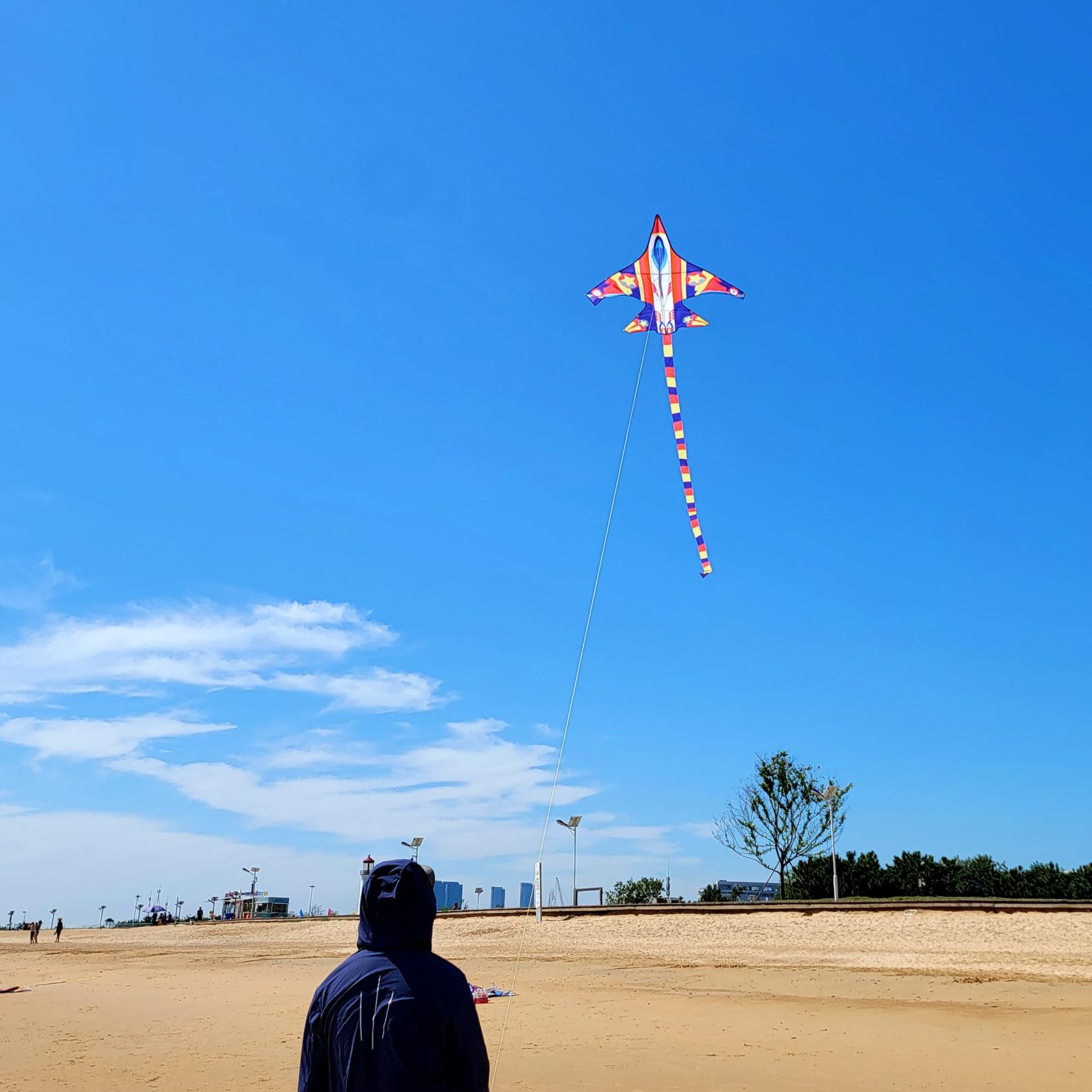 Mint's Colorful Life Airplane Kite 59" - Easy to Fly with 300ft String - Red Yellow Blue for Kids and Beginners