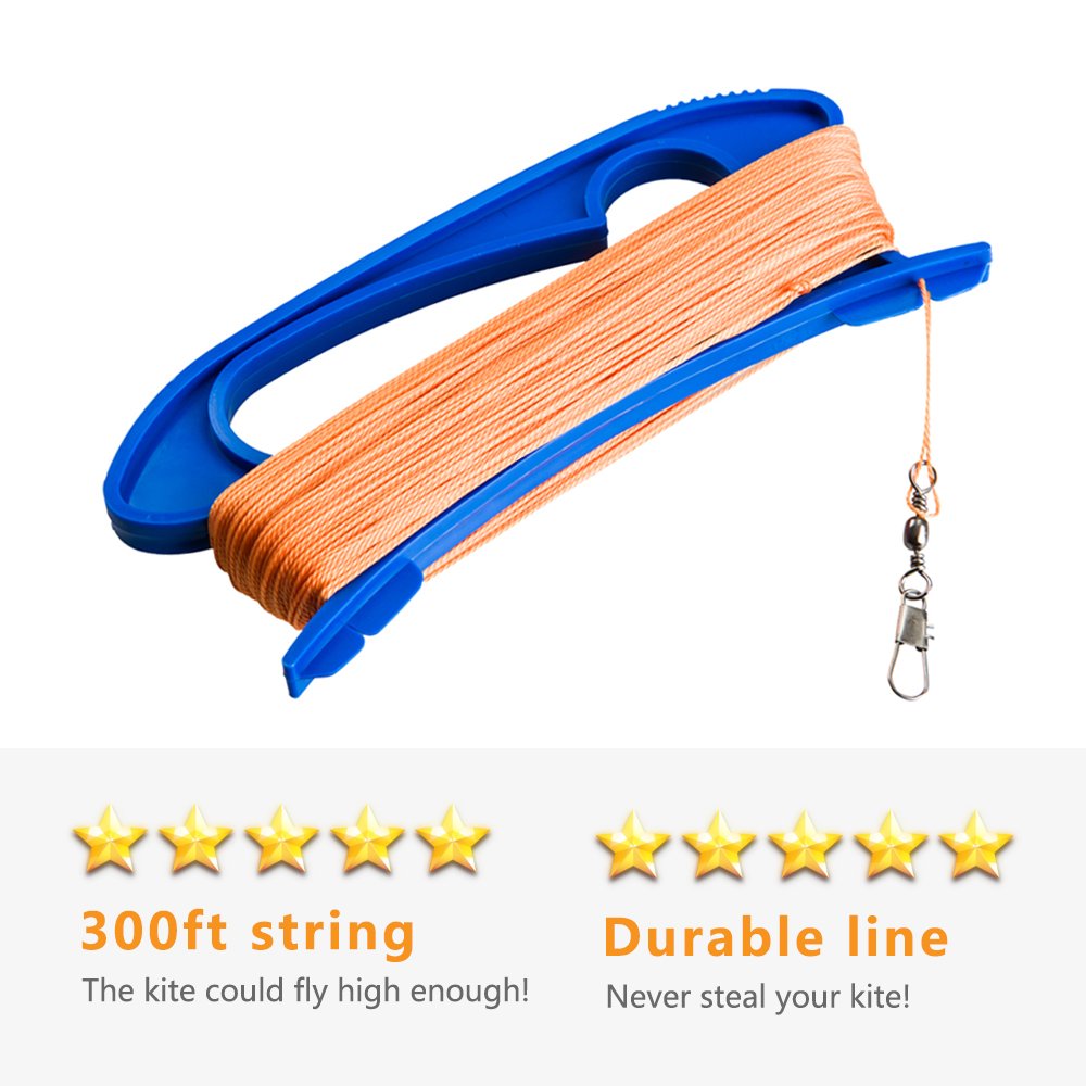 Mint's Colorful Life Kite String Handle 3-Pack – 300ft per Spool, Sturdy Wooden Grip with Connector Clasp