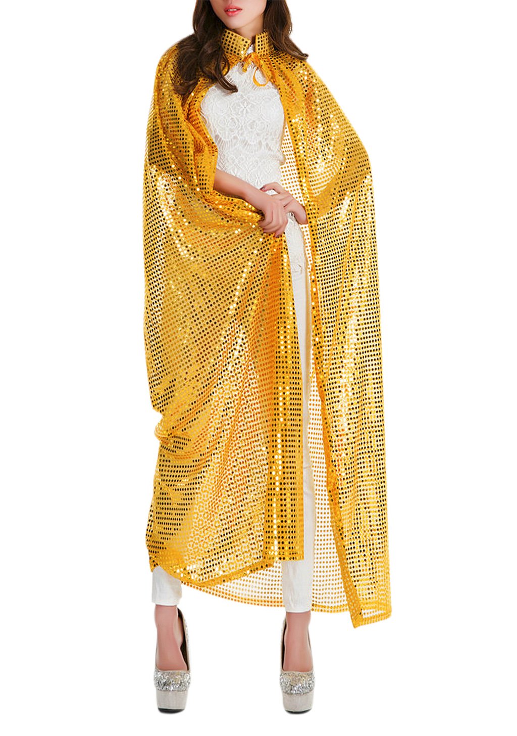 MioCloth Sequin Costume Cape for Women – Sparkling Halloween Party Cloak