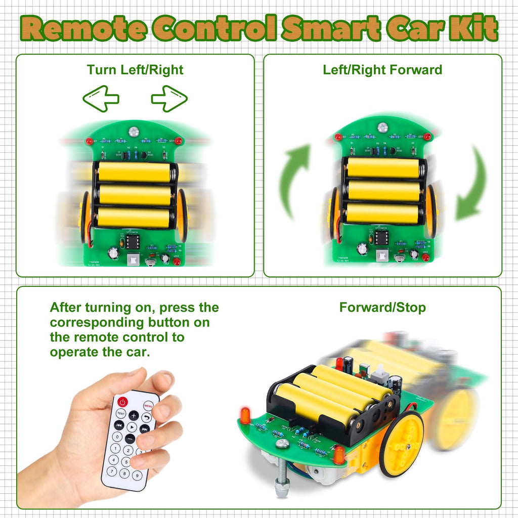 MiOYOOW DIY Remote Control Car Kit – Soldering Practice Robot Car for Learning Electronics