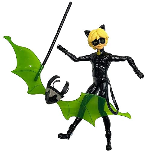 Miraculous Cat Noir 12cm Poseable Doll with Staff and Bat Wings
