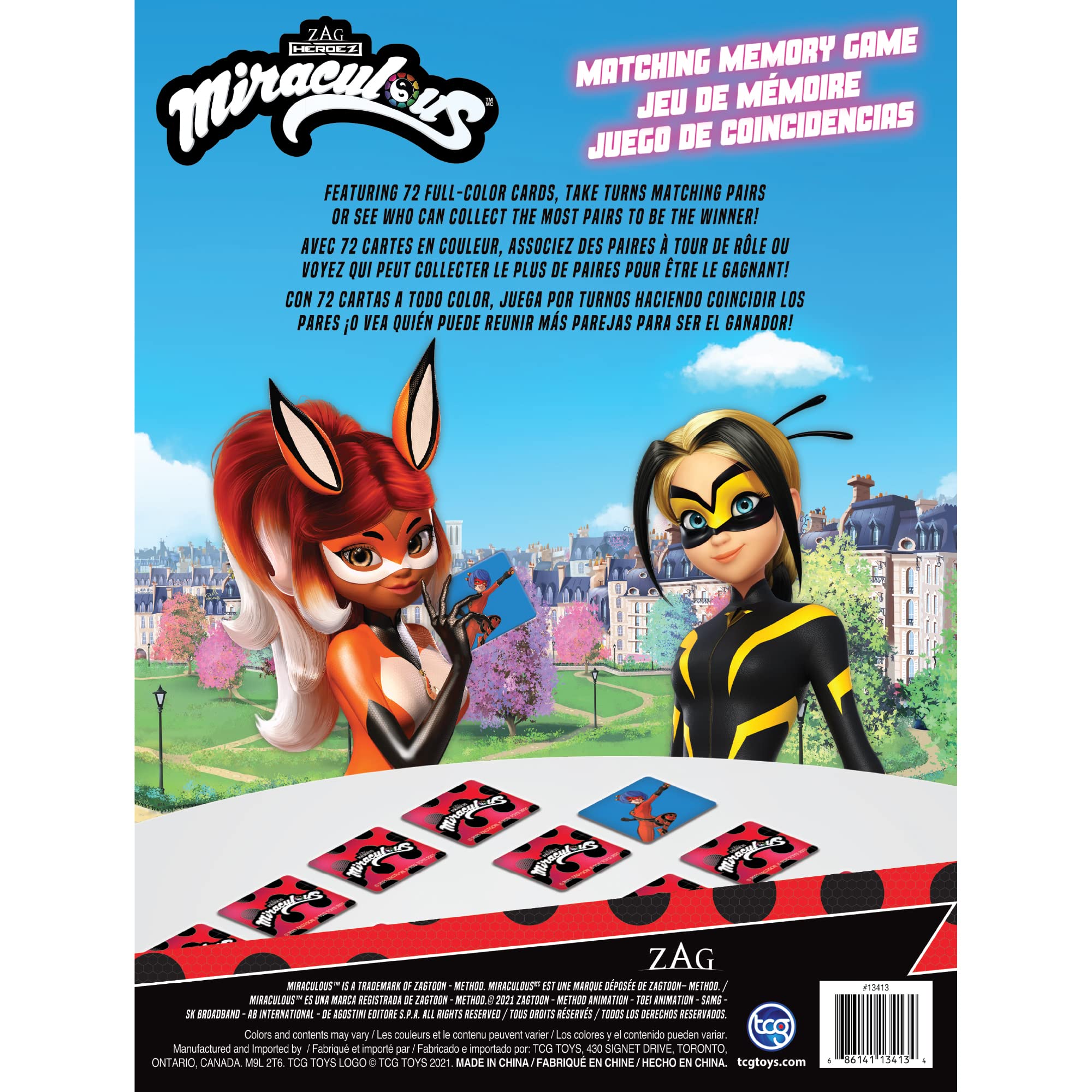 Miraculous Ladybug Memory Matching Card Game – 72 Color Cards for Kids, 36 Pairs, 15-Minute Play