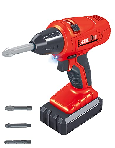 Misco Battery Operated Power Drill Toy with Sound, Light, and Adjustable Speed for Kids Ages 3+