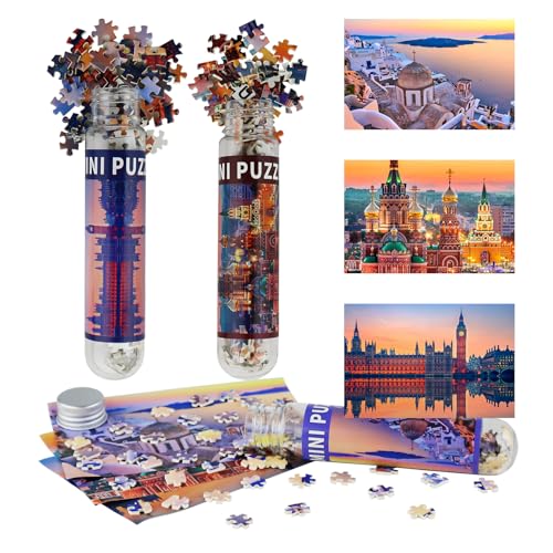 MISITU Small Jigsaw Puzzles for Adults – 150 Piece Mini Puzzles (Pack of 3), 6x4 Inches, Travel-Friendly Micro Puzzles