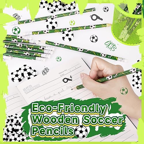 Miucat 72-Piece Soccer Pencil & Eraser Set – 36 Graphite Pencils and 36 Erasers for Kids, Party Favors, Classroom Rewards