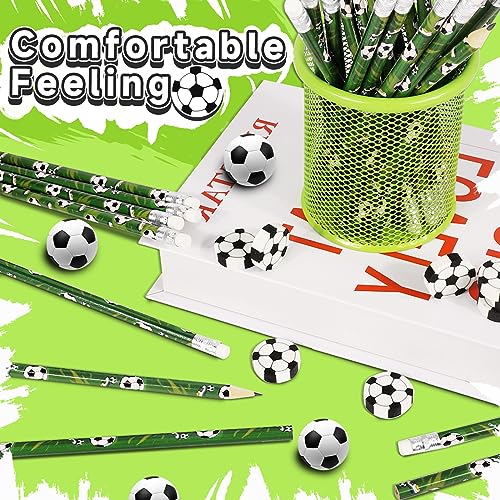 Miucat 72-Piece Soccer Pencil & Eraser Set – 36 Graphite Pencils and 36 Erasers for Kids, Party Favors, Classroom Rewards