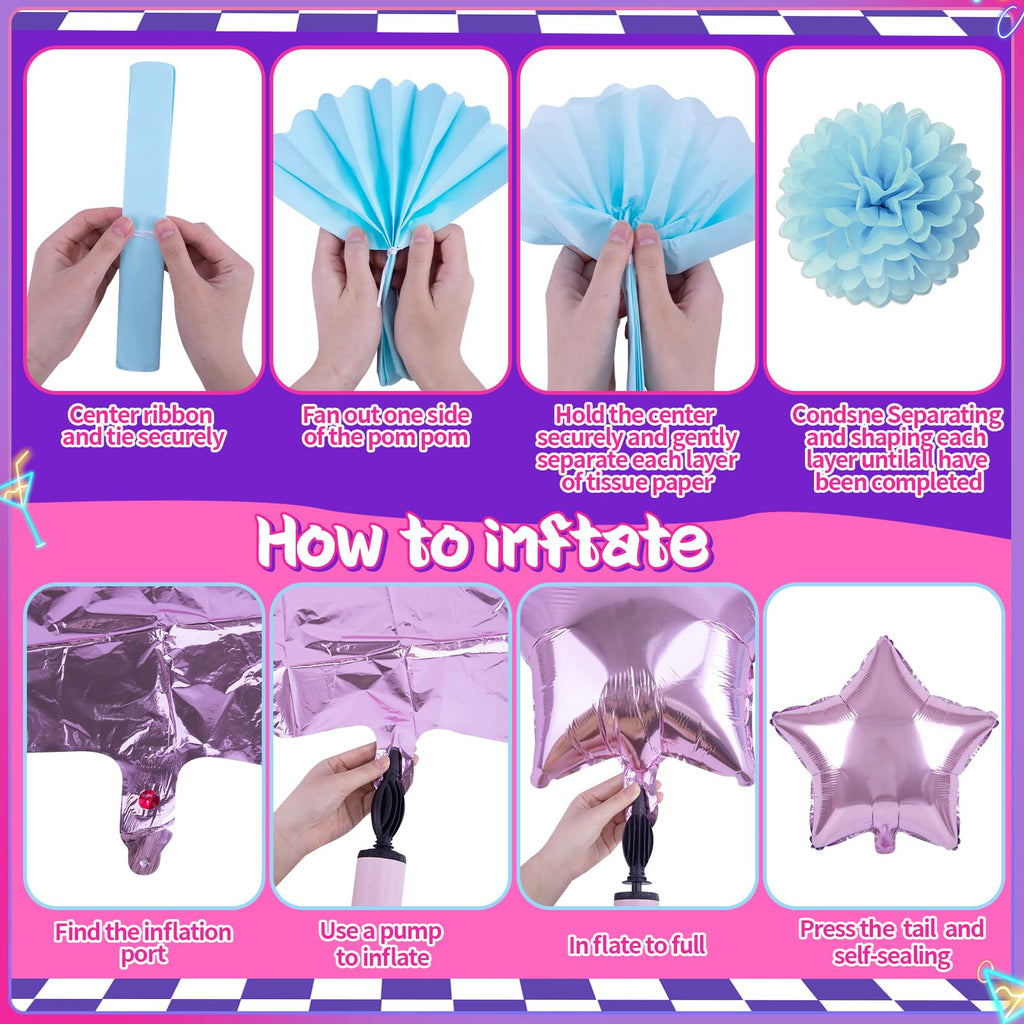 Miucat K-Style Purple Demon Birthday Decoration Set with Balloons and Banners for K-Pop Fans