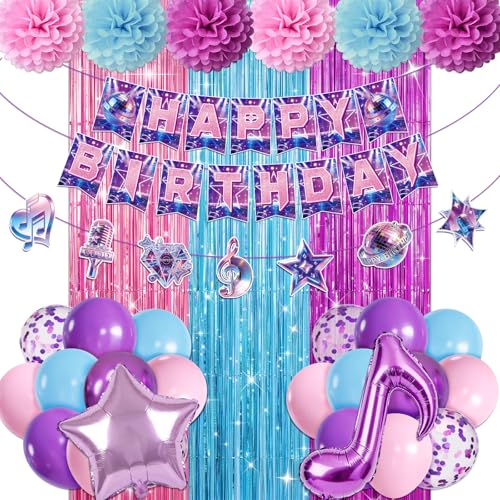 Miucat K-Style Purple Demon Birthday Decoration Set with Balloons and Banners for K-Pop Fans
