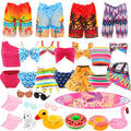 Miunana 12-Piece Doll Clothes & Accessories Set for 11.5-Inch Fashion Dolls – Swimsuits, Outfits, Skateboard, Lifebuoys & More