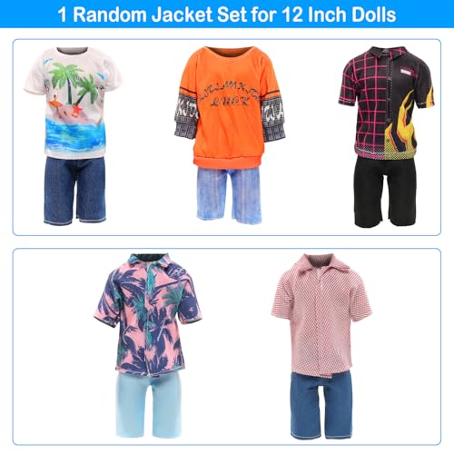 Miunana 12-Piece Wardrobe Set for 11.5-Inch Male Dolls – 5 Outfits & 3 Pairs Shoes, Formal & Casual