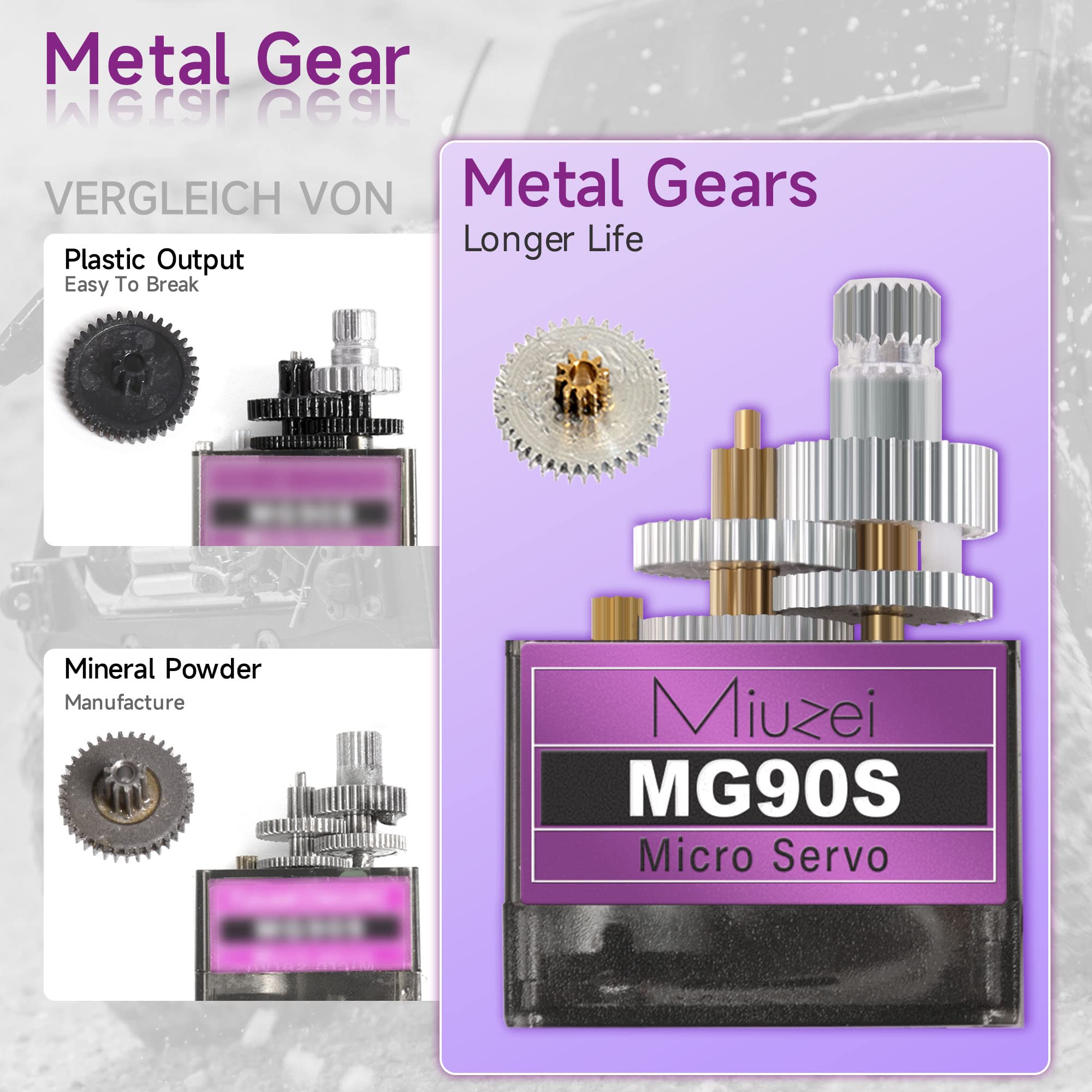 Miuzei MG90S 9G Micro Servo Motor 4-Pack – Metal Geared, High Torque for Arduino and RC Projects