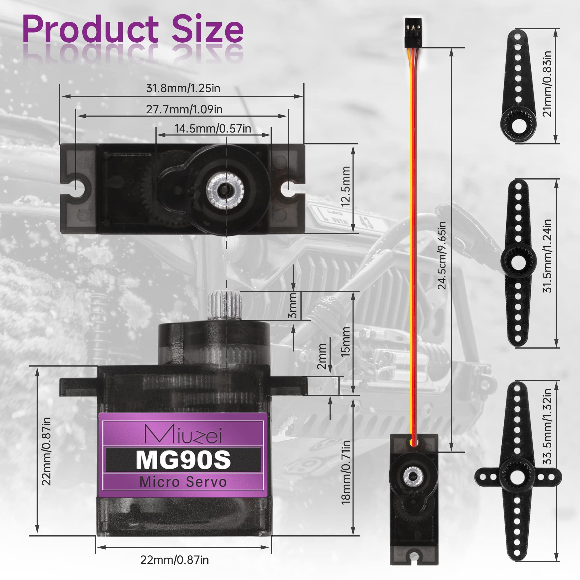 Miuzei MG90S 9G Micro Servo Motor 4-Pack – Metal Geared, High Torque for Arduino and RC Projects