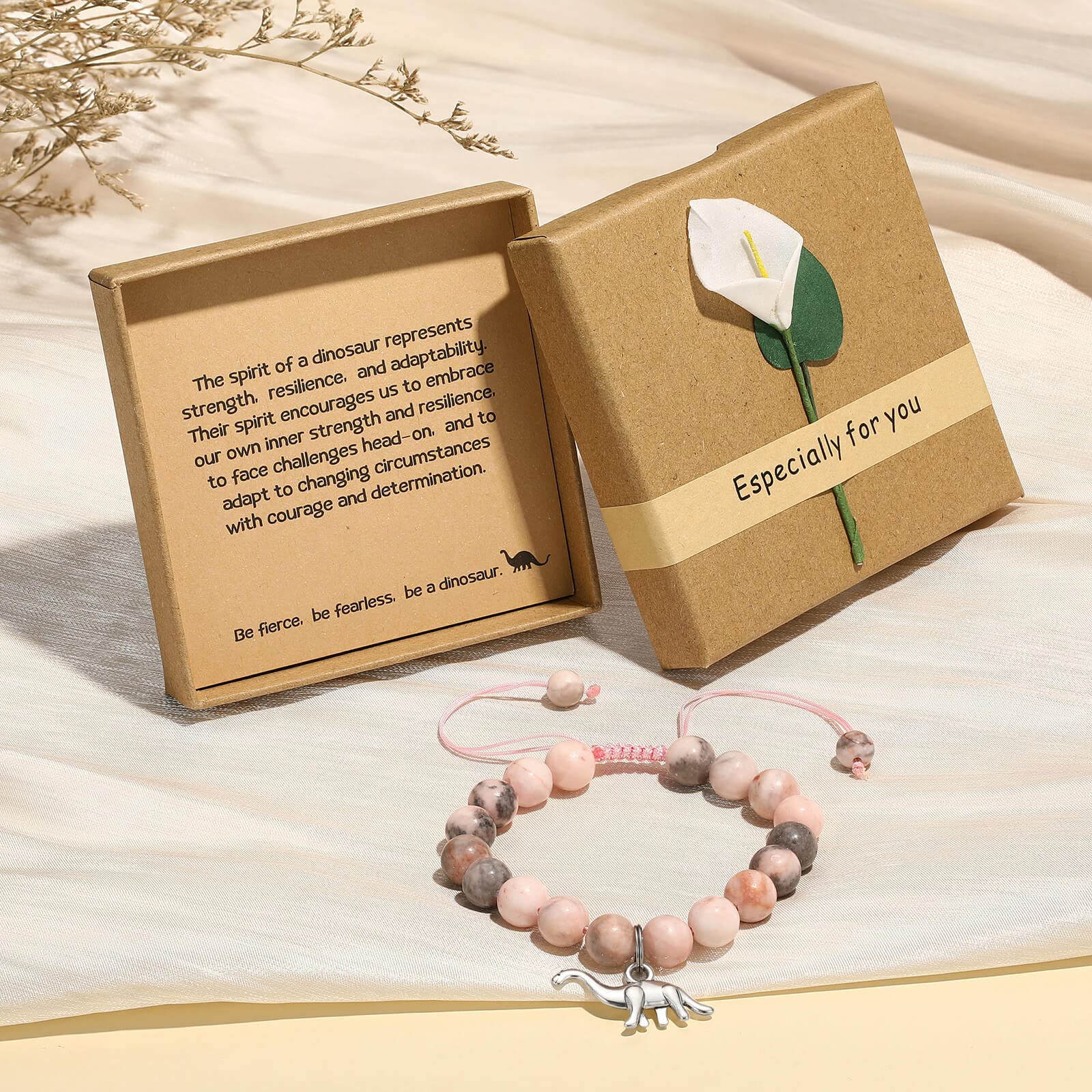 MIXJOY Pink Natural Stone Braided Bead Bracelet – Cute Horse Jewelry Gift for Teen Granddaughter or Niece