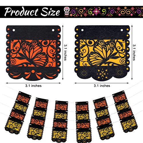 Mixweer 4-Pack Day of the Dead Monarch Butterfly Papel Picado Banner for Ofrenda Decorations