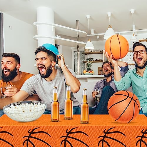 Mixweer 4-Piece Basketball Plastic Tablecloths - 54x108 Inch Rectangular Table Covers for Sports Parties, Game Day & Birthday Decor