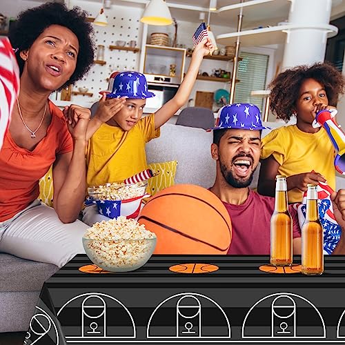 Mixweer 4-Piece Basketball Plastic Tablecloths - 54x108 Inch Rectangular Table Covers for Sports Parties, Game Day & Birthday Decor