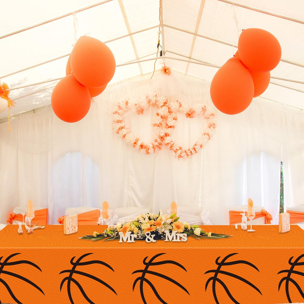 Mixweer 4-Piece Basketball Plastic Tablecloths - 54x108 Inch Rectangular Table Covers for Sports Parties, Game Day & Birthday Decor
