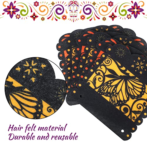 Mixweer Small Dia de los Muertos Monarch Butterfly Banner - 2 Pack, Orange and Yellow, 12 Pieces