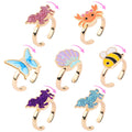 MJartoria 7-Piece Fidget Ring Set – Stainless Steel Spinner Rings for Stress Relief (Butterfly, Unicorn, Shell, Flower Designs)