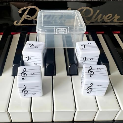 MLEJIAKJ Music Note Dice Set – 4 Large 25mm Dice with Treble and Bass Clef Notation for Music Theory Learning