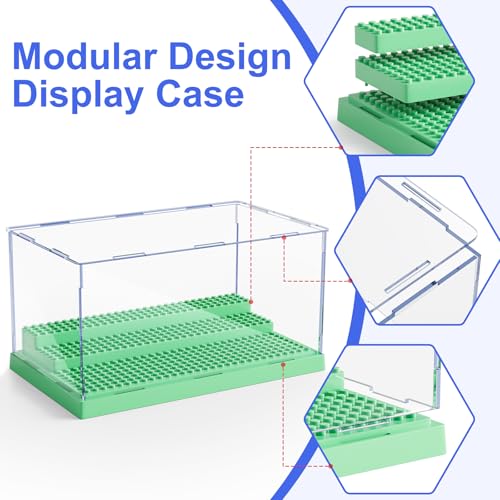Mlikero Green Acrylic Display Case for Minifigures – Holds Up to 35 Figures with 3 Movable Steps