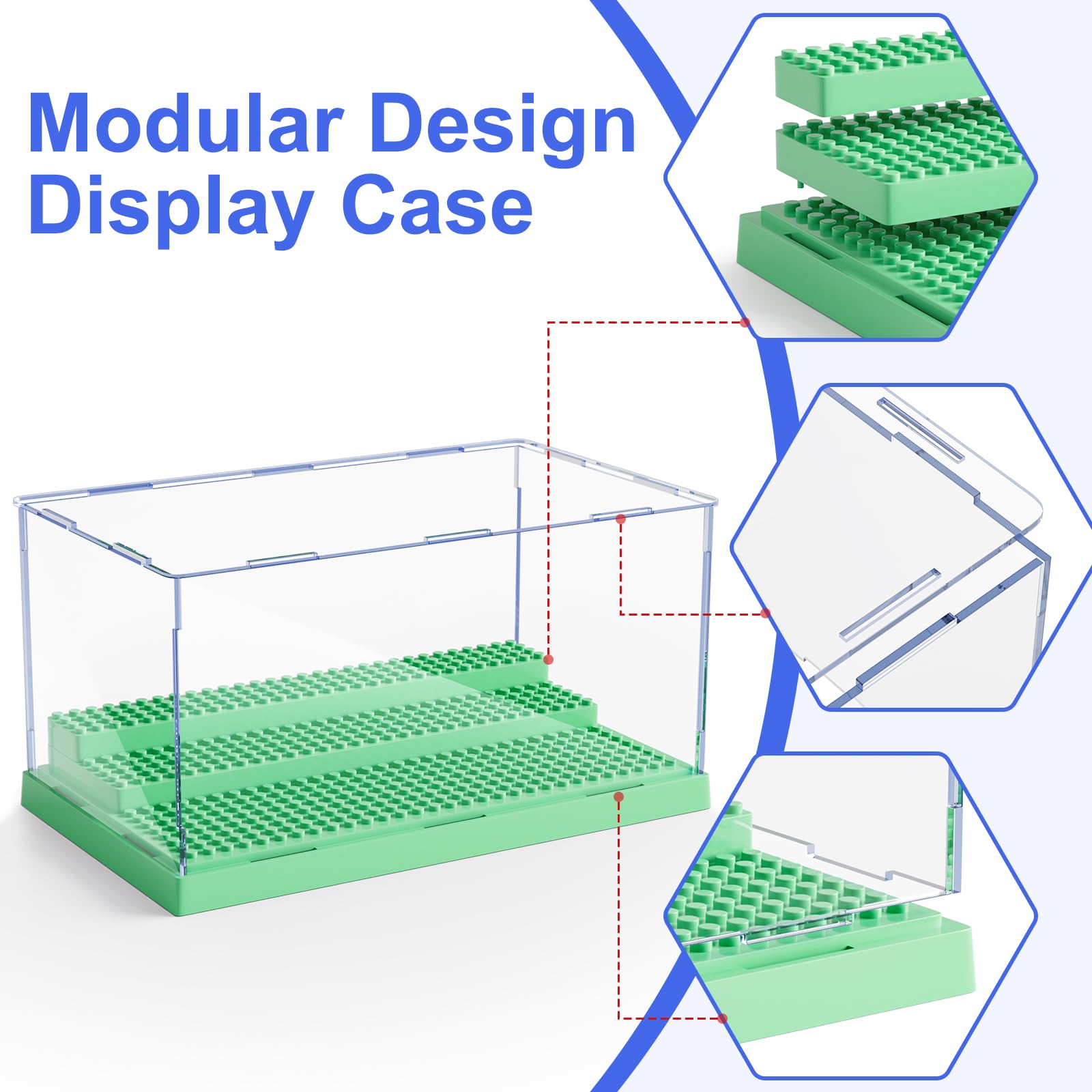 Mlikero Green Acrylic Display Case for Minifigures – Holds Up to 35 Figures with 3 Movable Steps