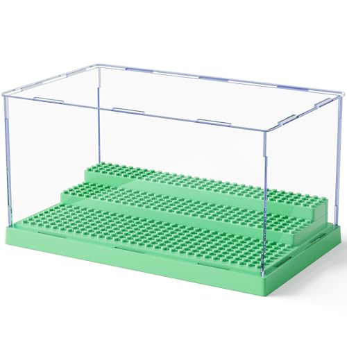 Mlikero Green Acrylic Display Case for Minifigures – Holds Up to 35 Figures with 3 Movable Steps