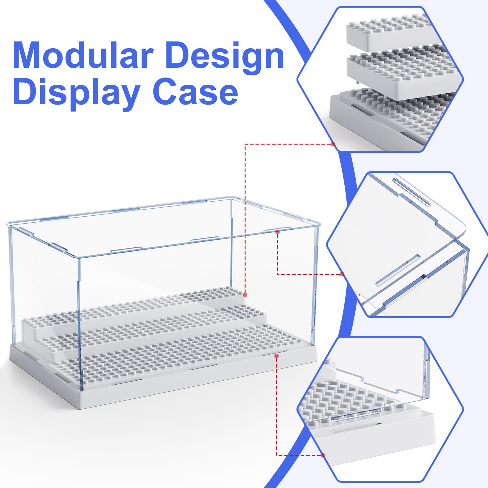 Mlikero Grey Acrylic Display Case for Minifigures - Holds 35, Removable Steps