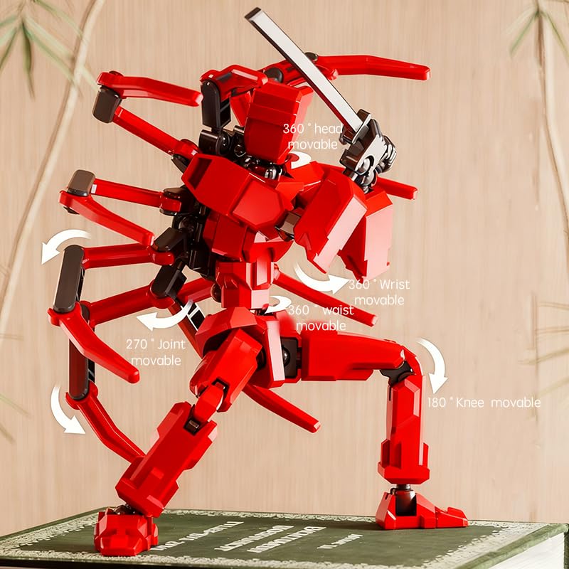 MMXBGS T13 Action Figure Set – 5.5-Inch Red Robot to Spider Mech with Multi-Jointed Articulation and Accessories for Kids Ages 8-12
