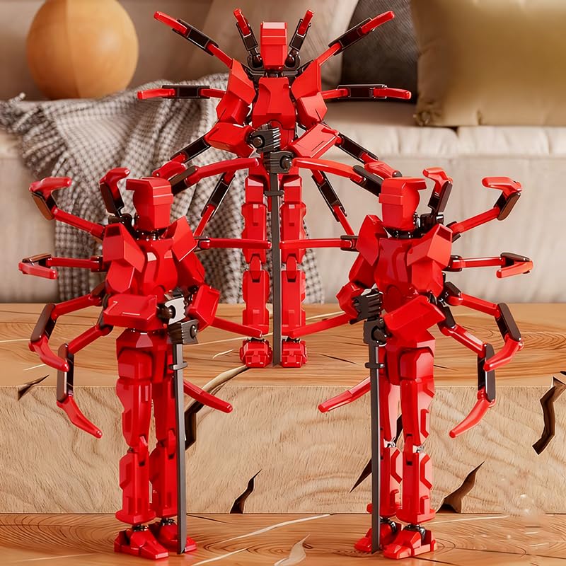 MMXBGS T13 Action Figure Set – 5.5-Inch Red Robot to Spider Mech with Multi-Jointed Articulation and Accessories for Kids Ages 8-12