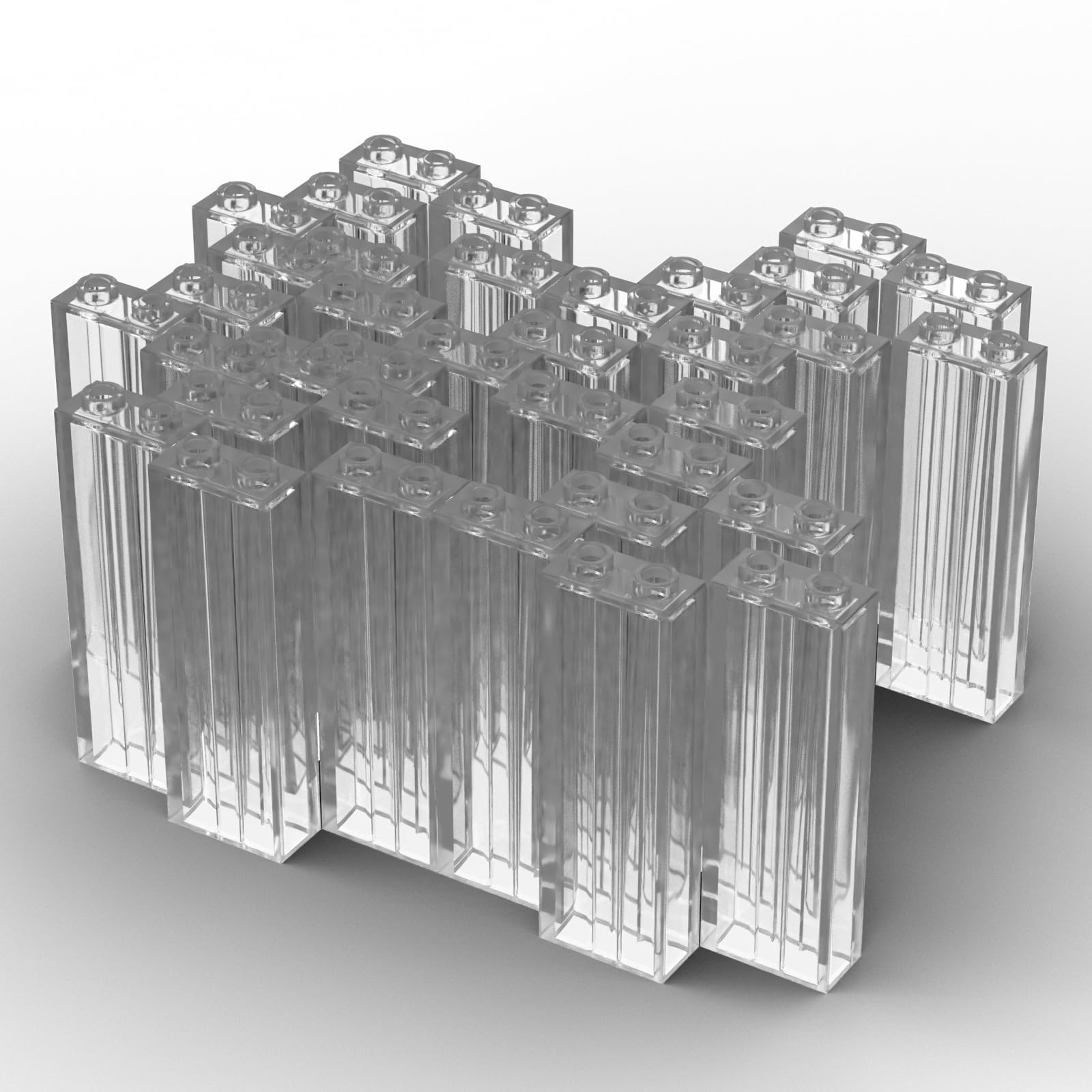 MOCSNAIL Classic 46212 Bulk Bricks - 50 Transparent Clear 1x2x5 Blocks Compatible with Major Brands