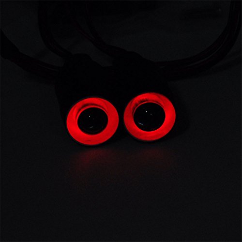 MOHERO 2 LEDs Angel Eyes & Demon Eyes LED Headlights for 1/10 RC Crawler Cars (Red+White, 17mm)