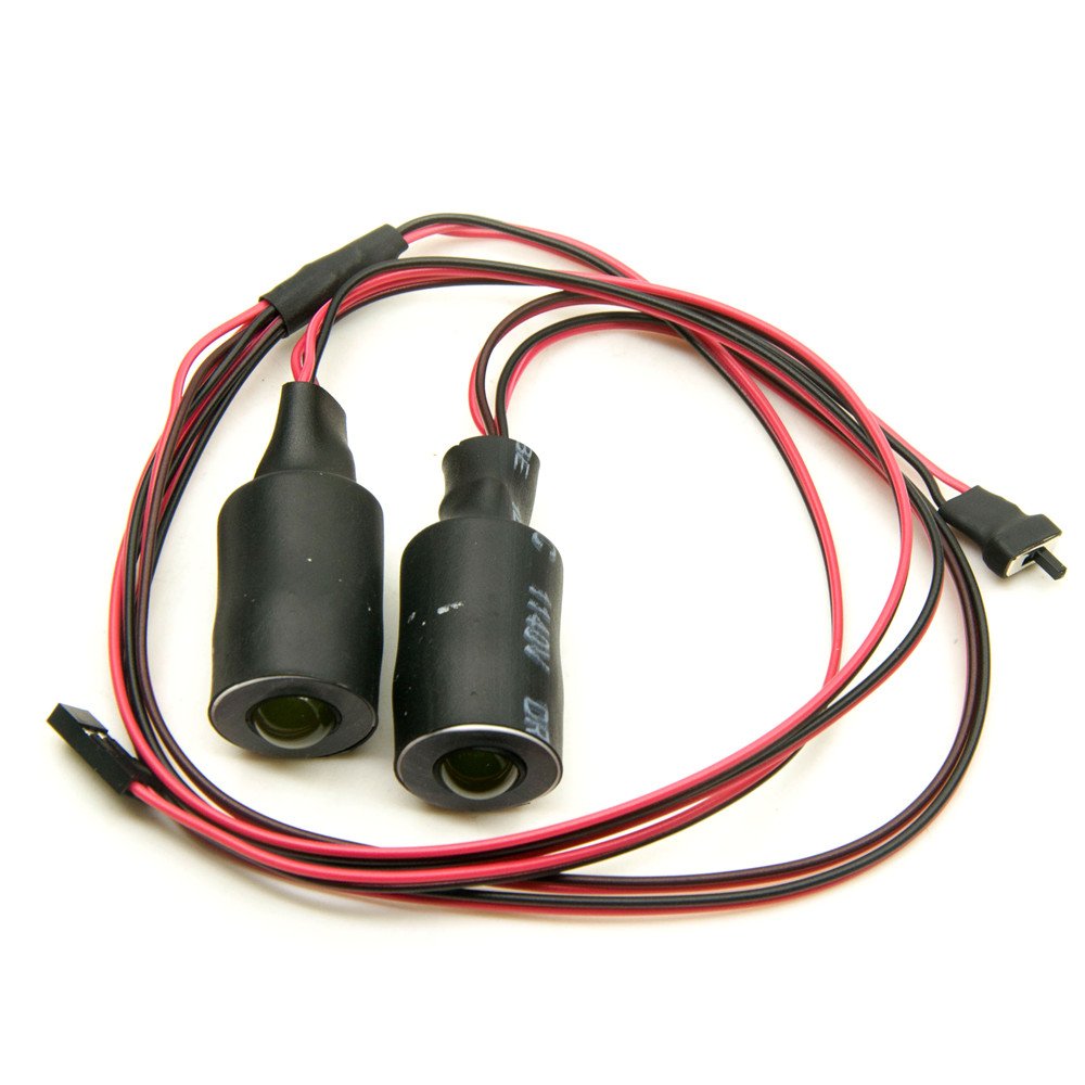 MOHERO 2 LEDs Angel Eyes & Demon Eyes LED Headlights for 1/10 RC Crawler Cars (Red+White, 17mm)