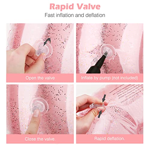 MoKo 90cm Glitter Swim Ring – Rose Gold Inflatable Pool Float for Kids and Adults