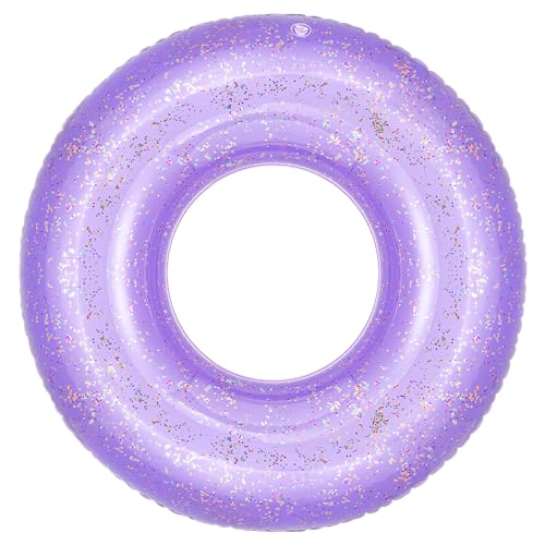 MoKo 90cm Purple Glitter Swim Ring – Inflatable Pool Float for Kids and Adults