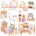 MOLINGXUAN 48-Piece Luxury Dollhouse Furniture Set - Beige Victorian Miniature Accessories for Living, Bedroom, Bathroom, Kitchen