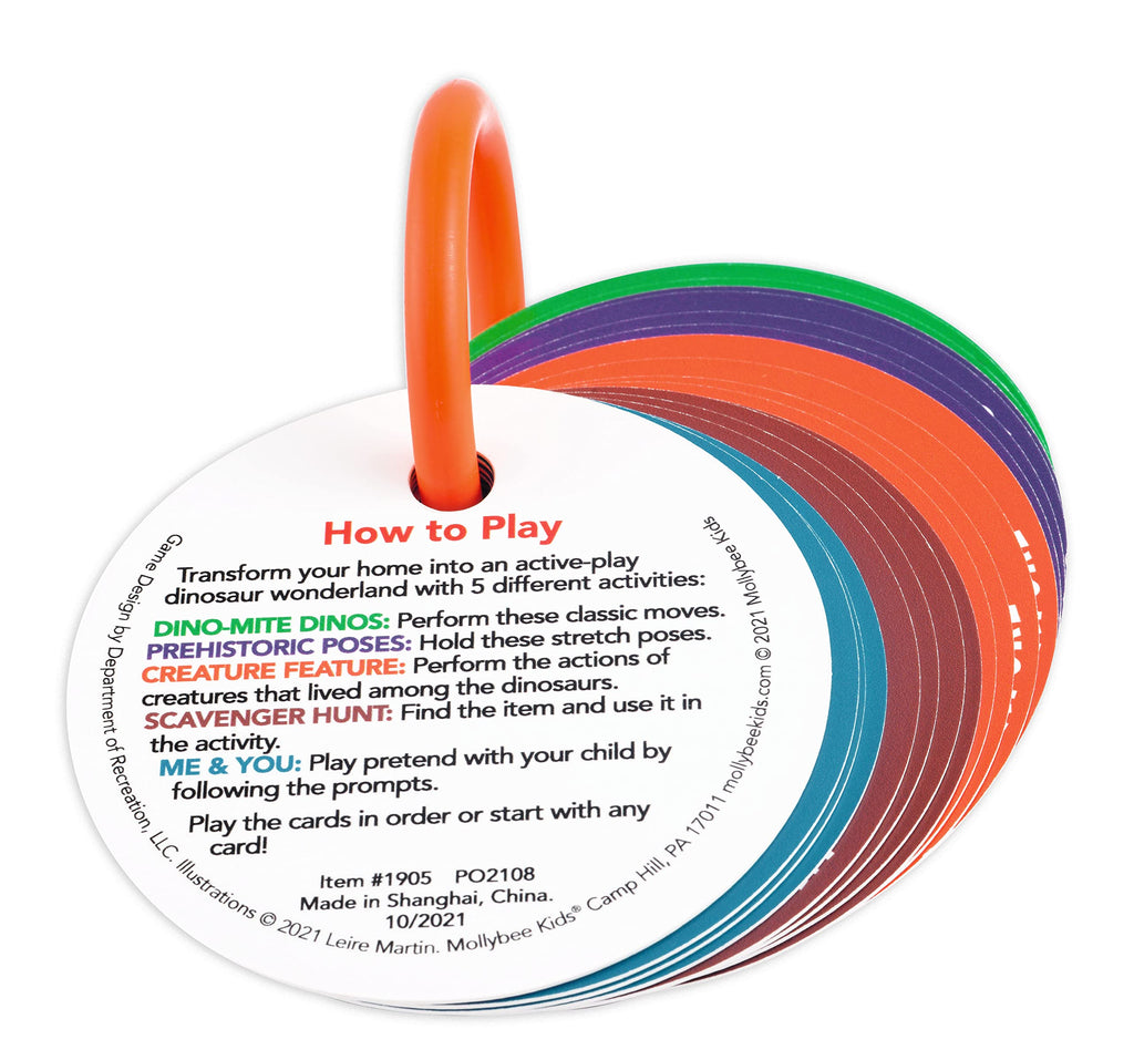 MOLLYBEE KIDS Dino Stomp & Roar – 20 Double-Sided Dinosaur Activity Cards for Toddlers & Preschoolers Ages 3+