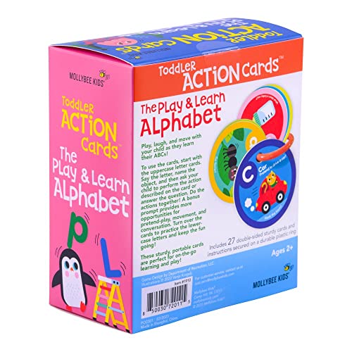 MOLLYBEE KIDS Preschool Activity Cards (Alphabet) – 26 Double-Sided Letter Learning Cards with Movement Activities