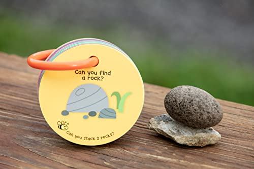 MOLLYBEE Kids Toddler Outdoor Scavenger Hunt Cards – 20 Double-Sided Park Exploration Game with Ring, Ages 2-4
