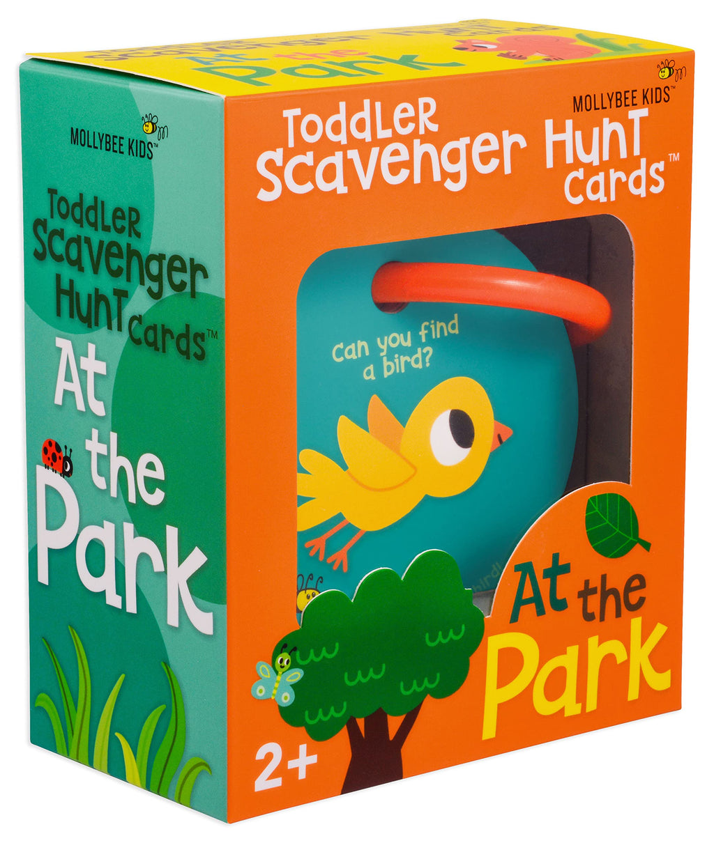 MOLLYBEE Kids Toddler Outdoor Scavenger Hunt Cards – 20 Double-Sided Park Exploration Game with Ring, Ages 2-4