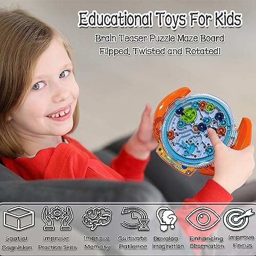 Mom&myaboys 3D Maze Puzzle Game – Brain Teaser for Ages 8+ (Orange)