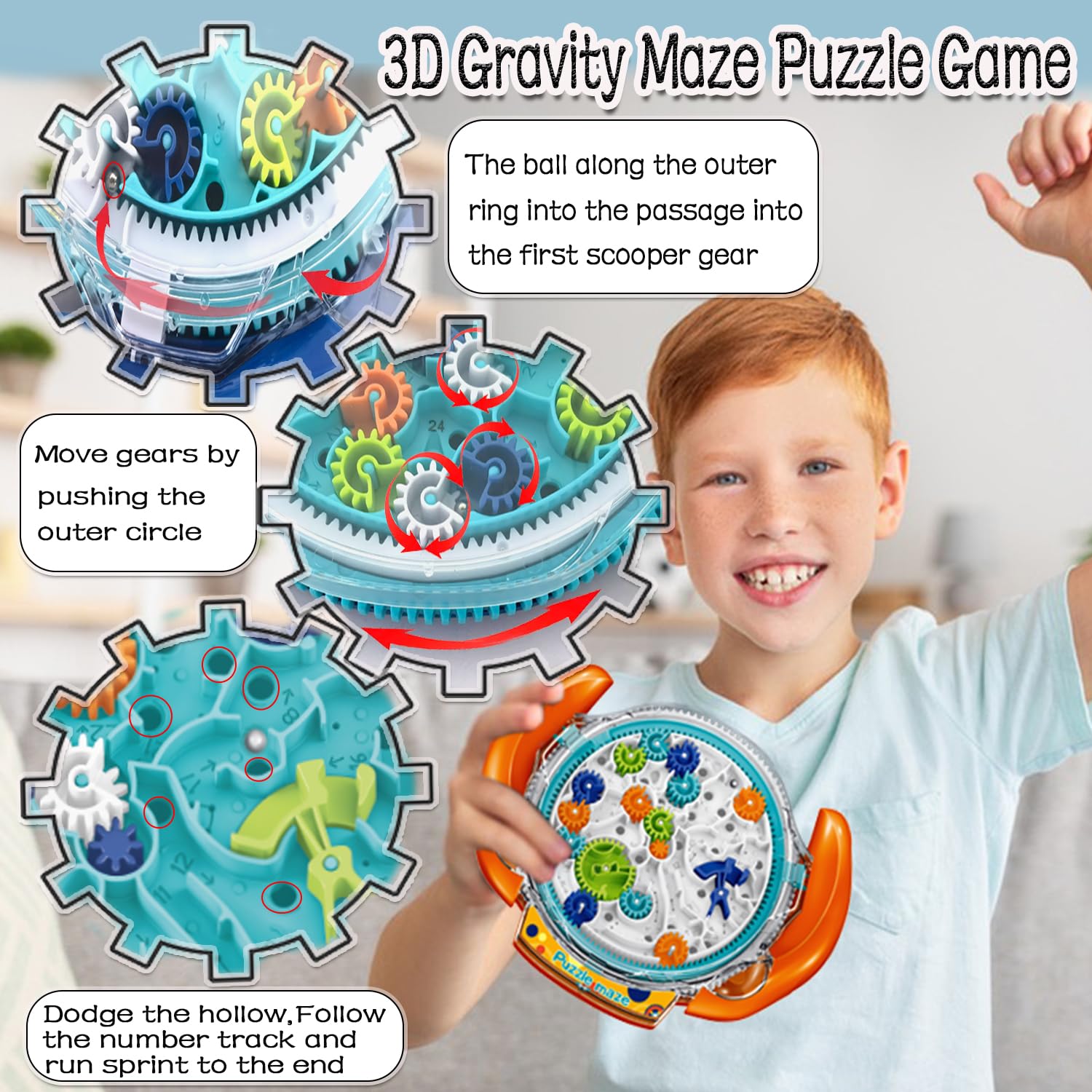 Mom&myaboys 3D Maze Puzzle Game – Brain Teaser for Ages 8+ (Orange)