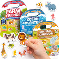 Momo & Nashi Reusable Sticker Books for Toddlers 1-3 (3 Themes, 100+ Stickers) - Portable Travel Activity