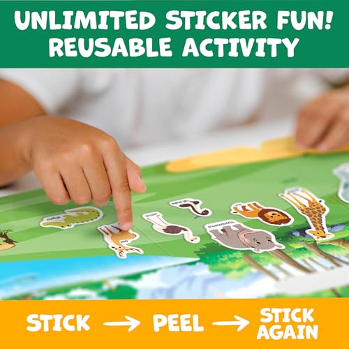 Momo & Nashi Reusable Sticker Books for Toddlers 1-3 (3 Themes, 100+ Stickers) - Portable Travel Activity