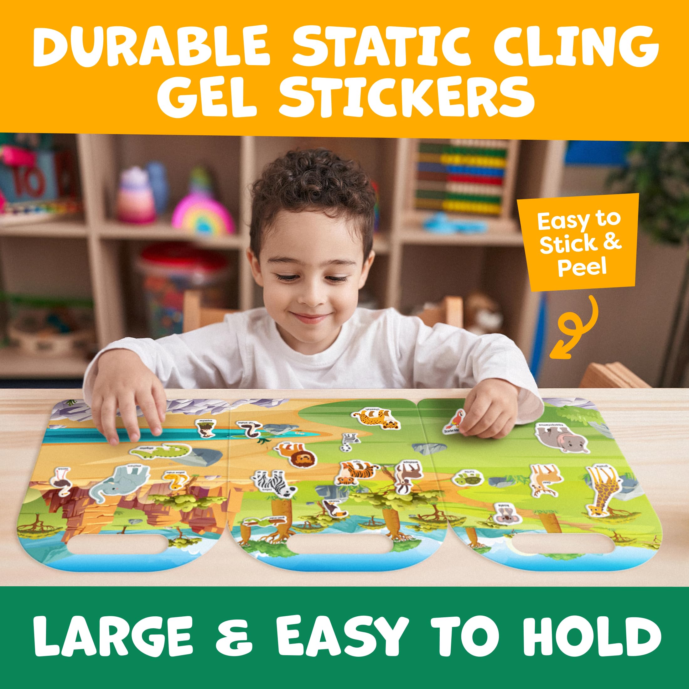 Momo & Nashi Reusable Sticker Books for Toddlers 1-3 (3 Themes, 100+ Stickers) - Portable Travel Activity